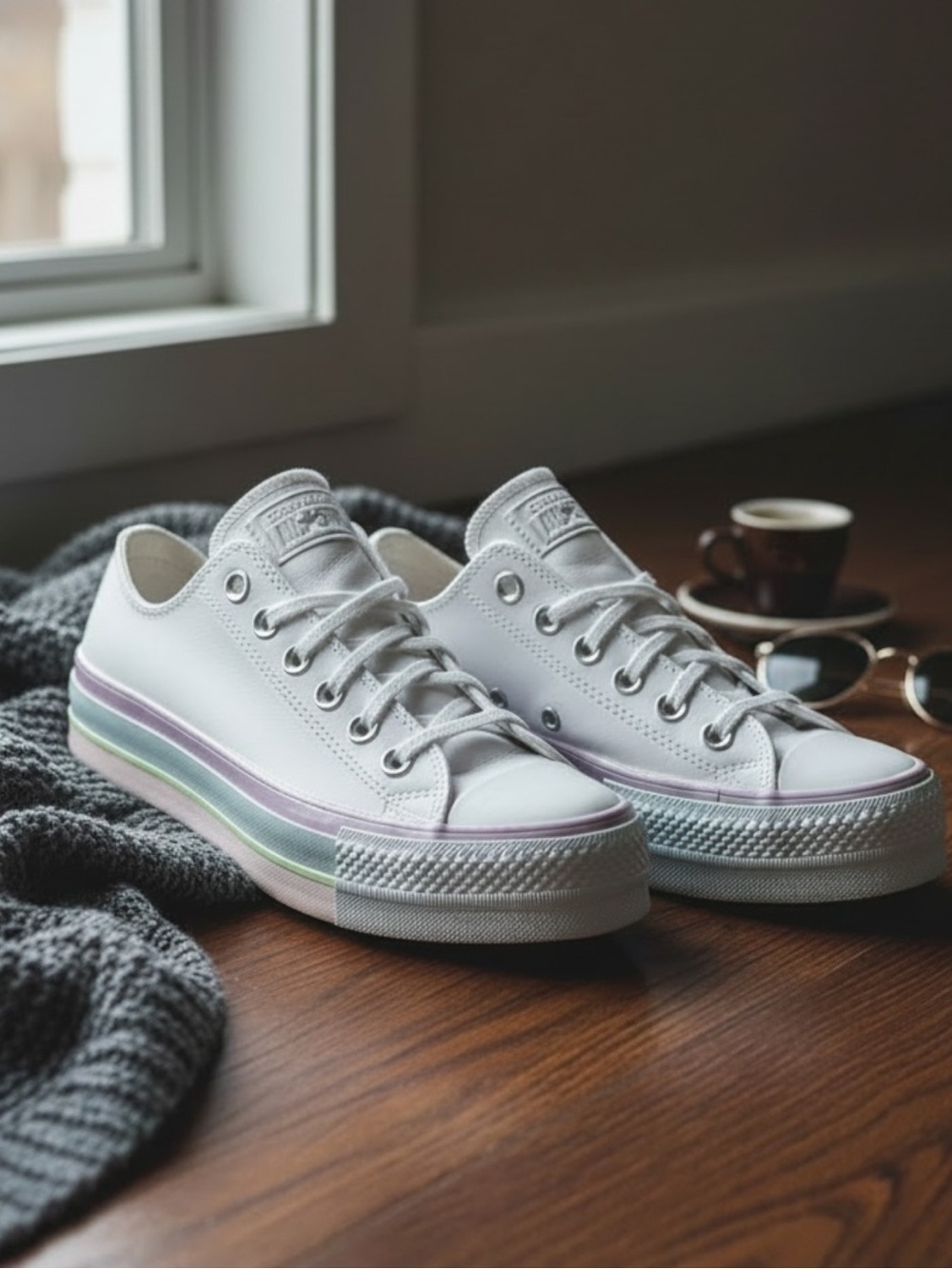 Converse Chuck Taylor All Star Lift Platform Sneaker White Pastel Rainbow 7